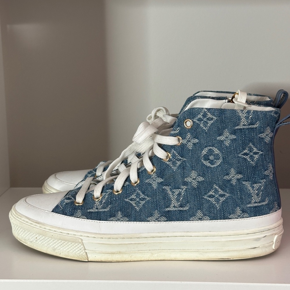 Louis Vuitton Denim Jean Hi Top Sneakers
